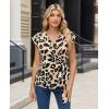 image:imagesiliteelon Womens Wrap Blouse Dressy Casual V Neck Cap Sleeve Dressy Casual Tops Summer Spring Ruched Waist ShirtLight Gold Leopard