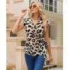image:imagesiliteelon Womens Wrap Blouse Dressy Casual V Neck Cap Sleeve Dressy Casual Tops Summer Spring Ruched Waist ShirtLight Gold Leopard