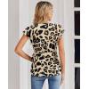 image:imagesiliteelon Womens Wrap Blouse Dressy Casual V Neck Cap Sleeve Dressy Casual Tops Summer Spring Ruched Waist ShirtLight Gold Leopard