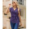 image:imagesiliteelon Womens Wrap Blouse Dressy Casual V Neck Cap Sleeve Dressy Casual Tops Summer Spring Ruched Waist ShirtPurple Haze Leopard