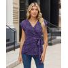 image:imagesiliteelon Womens Wrap Blouse Dressy Casual V Neck Cap Sleeve Dressy Casual Tops Summer Spring Ruched Waist ShirtPurple Haze Leopard