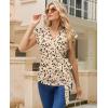 image:imagesiliteelon Womens Wrap Blouse Dressy Casual V Neck Cap Sleeve Dressy Casual Tops Summer Spring Ruched Waist ShirtRustic Mini Floral