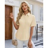 image:imagesiliteelon Button Down Shirts for Women Hidden Placket Short Sleeve Button Up Dress Shirt Business Casual Work BlousesBeige