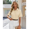 image:imagesiliteelon Button Down Shirts for Women Hidden Placket Short Sleeve Button Up Dress Shirt Business Casual Work BlousesBeige