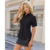 image:imagesiliteelon Button Down Shirts for Women Hidden Placket Short Sleeve Button Up Dress Shirt Business Casual Work BlousesBlack