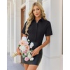 image:imagesiliteelon Button Down Shirts for Women Hidden Placket Short Sleeve Button Up Dress Shirt Business Casual Work BlousesBlack