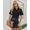image:imagesiliteelon Button Down Shirts for Women Hidden Placket Short Sleeve Button Up Dress Shirt Business Casual Work BlousesBlack