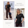 image:imagesiliteelon Button Down Shirts for Women Hidden Placket Short Sleeve Button Up Dress Shirt Business Casual Work BlousesBlack