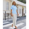 image:imagesiliteelon Button Down Shirts for Women Hidden Placket Short Sleeve Button Up Dress Shirt Business Casual Work BlousesBlue