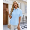 image:imagesiliteelon Button Down Shirts for Women Hidden Placket Short Sleeve Button Up Dress Shirt Business Casual Work BlousesBlue