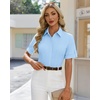 image:imagesiliteelon Button Down Shirts for Women Hidden Placket Short Sleeve Button Up Dress Shirt Business Casual Work BlousesBlue