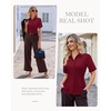 image:imagesiliteelon Button Down Shirts for Women Hidden Placket Short Sleeve Button Up Dress Shirt Business Casual Work BlousesBurgundy