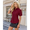 image:imagesiliteelon Button Down Shirts for Women Hidden Placket Short Sleeve Button Up Dress Shirt Business Casual Work BlousesBurgundy