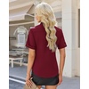 image:imagesiliteelon Button Down Shirts for Women Hidden Placket Short Sleeve Button Up Dress Shirt Business Casual Work BlousesBurgundy