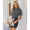 image:imagesiliteelon Button Down Shirts for Women Hidden Placket Short Sleeve Button Up Dress Shirt Business Casual Work BlousesGrey