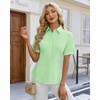 image:imagesiliteelon Button Down Shirts for Women Hidden Placket Short Sleeve Button Up Dress Shirt Business Casual Work BlousesMint Green