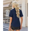 image:imagesiliteelon Button Down Shirts for Women Hidden Placket Short Sleeve Button Up Dress Shirt Business Casual Work BlousesNavy Blue