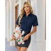 image:imagesiliteelon Button Down Shirts for Women Hidden Placket Short Sleeve Button Up Dress Shirt Business Casual Work BlousesNavy Blue
