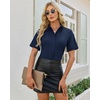 image:imagesiliteelon Button Down Shirts for Women Hidden Placket Short Sleeve Button Up Dress Shirt Business Casual Work BlousesNavy Blue