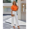 image:imagesiliteelon Button Down Shirts for Women Hidden Placket Short Sleeve Button Up Dress Shirt Business Casual Work BlousesOrange