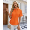 image:imagesiliteelon Button Down Shirts for Women Hidden Placket Short Sleeve Button Up Dress Shirt Business Casual Work BlousesOrange