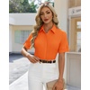 image:imagesiliteelon Button Down Shirts for Women Hidden Placket Short Sleeve Button Up Dress Shirt Business Casual Work BlousesOrange