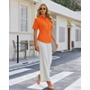 image:imagesiliteelon Button Down Shirts for Women Hidden Placket Short Sleeve Button Up Dress Shirt Business Casual Work BlousesOrange