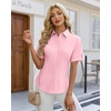 image:imagesiliteelon Button Down Shirts for Women Hidden Placket Short Sleeve Button Up Dress Shirt Business Casual Work BlousesPink