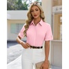 image:imagesiliteelon Button Down Shirts for Women Hidden Placket Short Sleeve Button Up Dress Shirt Business Casual Work BlousesPink
