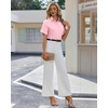 image:imagesiliteelon Button Down Shirts for Women Hidden Placket Short Sleeve Button Up Dress Shirt Business Casual Work BlousesPink
