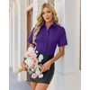 image:imagesiliteelon Button Down Shirts for Women Hidden Placket Short Sleeve Button Up Dress Shirt Business Casual Work BlousesPurple