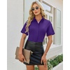 image:imagesiliteelon Button Down Shirts for Women Hidden Placket Short Sleeve Button Up Dress Shirt Business Casual Work BlousesPurple