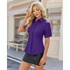 image:imagesiliteelon Button Down Shirts for Women Hidden Placket Short Sleeve Button Up Dress Shirt Business Casual Work BlousesPurple