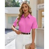 image:imagesiliteelon Button Down Shirts for Women Hidden Placket Short Sleeve Button Up Dress Shirt Business Casual Work BlousesRose Red