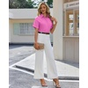 image:imagesiliteelon Button Down Shirts for Women Hidden Placket Short Sleeve Button Up Dress Shirt Business Casual Work BlousesRose Red