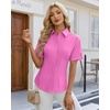 image:imagesiliteelon Button Down Shirts for Women Hidden Placket Short Sleeve Button Up Dress Shirt Business Casual Work BlousesRose Red
