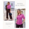 image:imagesiliteelon Button Down Shirts for Women Hidden Placket Short Sleeve Button Up Dress Shirt Business Casual Work BlousesRose Red