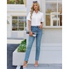 image:imagesiliteelon Button Down Shirts for Women Hidden Placket Short Sleeve Button Up Dress Shirt Business Casual Work BlousesWhite
