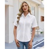 image:imagesiliteelon Button Down Shirts for Women Hidden Placket Short Sleeve Button Up Dress Shirt Business Casual Work BlousesWhite