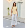 image:imagesiliteelon Slim fit Women Button Down Shirts Stretch Short Sleeve Button up Wrinkle Free Business Classic Office WorkBeige
