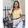 image:imagesiliteelon Slim fit Women Button Down Shirts Stretch Short Sleeve Button up Wrinkle Free Business Classic Office WorkBeige