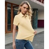 image:imagesiliteelon Slim fit Women Button Down Shirts Stretch Short Sleeve Button up Wrinkle Free Business Classic Office WorkBeige