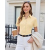 image:imagesiliteelon Slim fit Women Button Down Shirts Stretch Short Sleeve Button up Wrinkle Free Business Classic Office WorkBeige