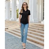 image:imagesiliteelon Slim fit Women Button Down Shirts Stretch Short Sleeve Button up Wrinkle Free Business Classic Office WorkBlack