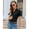image:imagesiliteelon Slim fit Women Button Down Shirts Stretch Short Sleeve Button up Wrinkle Free Business Classic Office WorkBlack
