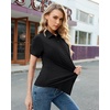 image:imagesiliteelon Slim fit Women Button Down Shirts Stretch Short Sleeve Button up Wrinkle Free Business Classic Office WorkBlack