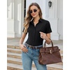 image:imagesiliteelon Slim fit Women Button Down Shirts Stretch Short Sleeve Button up Wrinkle Free Business Classic Office WorkBlack