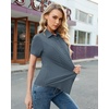 image:imagesiliteelon Slim fit Women Button Down Shirts Stretch Short Sleeve Button up Wrinkle Free Business Classic Office WorkBlue Grey