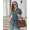 image:imagesiliteelon Slim fit Women Button Down Shirts Stretch Short Sleeve Button up Wrinkle Free Business Classic Office WorkBlue Grey