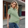 image:imagesiliteelon Slim fit Women Button Down Shirts Stretch Short Sleeve Button up Wrinkle Free Business Classic Office WorkGreen